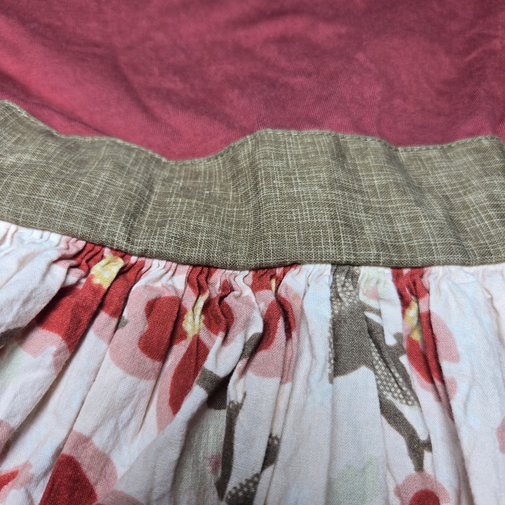 Persnickety Girls 6 Dress Floral Brick Red Tie Back Flare Skirt Modest Cottage - Picture 2 of 5